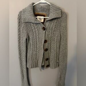 Vintage Abercrombie & Fitch Gray Cable Knit Cardigan